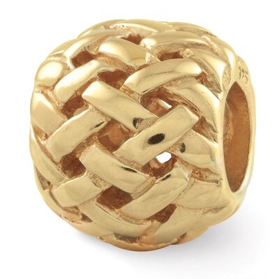 Gold-plated Basketweave Bali Bead - Sterling Silver QRS1618GP, MPN: QRS1618GP, 883957680774