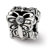 Butterfly with Synthetic Diamond Bali Bead - Sterling Silver QRS1634, MPN: QRS1634, 883957308395