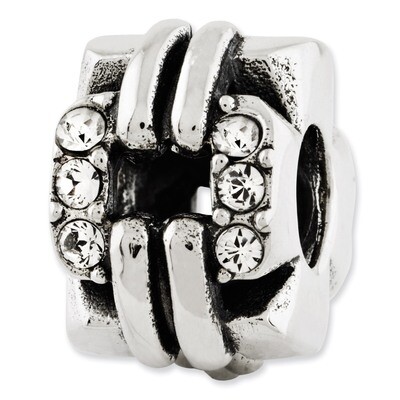 Sterling Silver Reflections Swarovski Elements Squares Bali Bead QRS2890