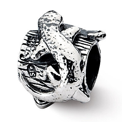 Lizard on a Log Bead - Sterling Silver QRS1892, MPN: QRS1892, 883957310886
