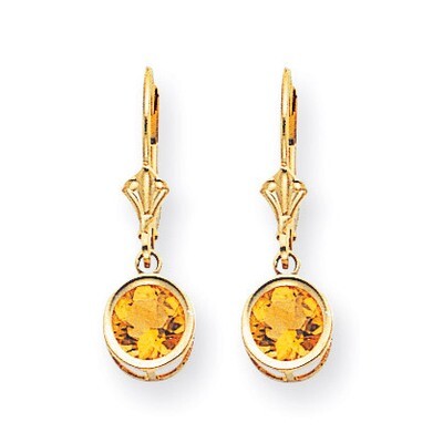 6mm Citrine Leverback Earrings 14k Gold XLB101CI, MPN: XLB101CI, 883957118154