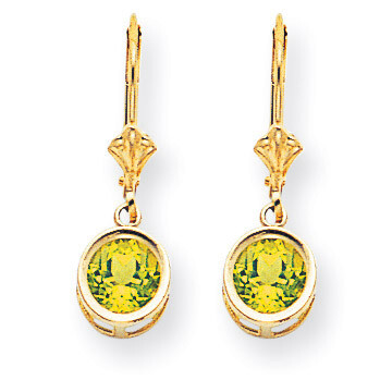 6mm Peridot Leverback Earrings 14k Gold XLB101PE, MPN: XLB101PE, 883957118192