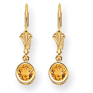 Citrine Round Leverback Earring 14k Gold XLB100CI, MPN: XLB100CI, 883957118000