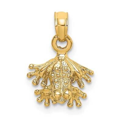 Mini Frog Facing Down Charm 14k Gold 3-D Textured K6607, MPN: K6607, 637218106547