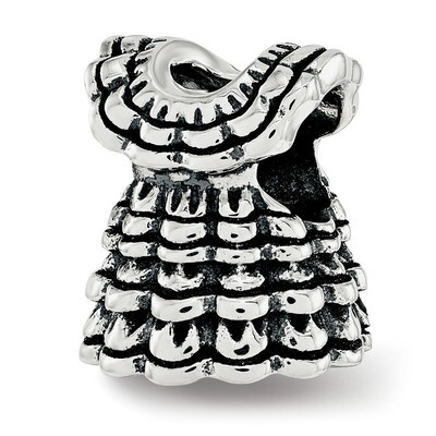 Ruffled Dress Bead Sterling Silver QRS3756, MPN: QRS3756,