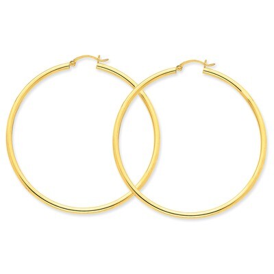 2.5mm Round Hoop Earrings 14k Gold Polished T929, MPN: T929, 883957287690