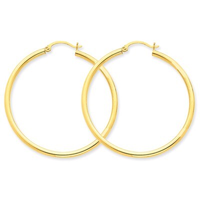 2.5mm Round Hoop Earrings 14k Gold Polished T926, MPN: T926, 883957287638