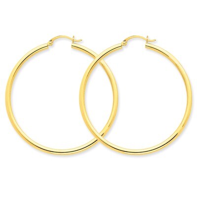 2.5mm Round Hoop Earrings 14k Gold Polished T927, MPN: T927, 883957287652