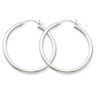 2.5mm Round Hoop Earrings 14k White Gold T837, MPN: T837, 883957718637