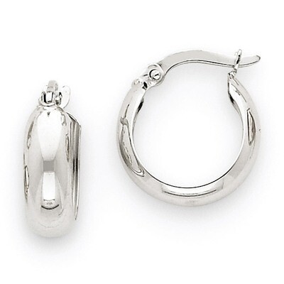 4mm Round Hoop Earrings 14k White Gold TH276, MPN: TH276, 883957291710