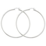 2mm Round Hoop Earrings 14k White Gold T836, MPN: T836, 883957286556