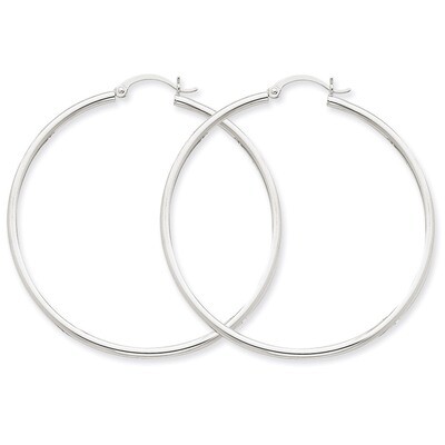 2mm Round Hoop Earrings 14k White Gold T833, MPN: T833, 883957286495