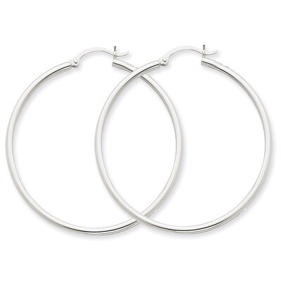 2mm Round Hoop Earrings 14k White Gold T832, MPN: T832, 883957286471