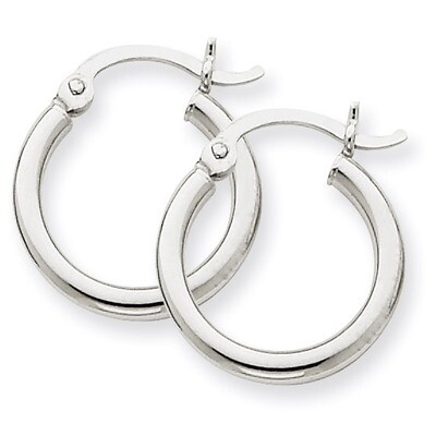 2mm Round Hoop Earrings 14k White Gold T829, MPN: T829, 883957286419