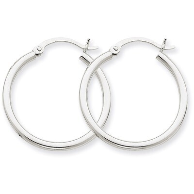 2mm Round Hoop Earrings 14k White Gold T827, MPN: T827, 883957718620