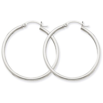 2mm Round Hoop Earrings 14k White Gold T825, MPN: T825, 883957286341
