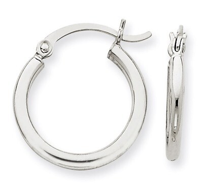 2mm Round Hoop Earrings 14k White Gold T1123, MPN: T1123, 883957286297