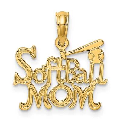 Softball Mom with Bat and Ball Charm 14k Gold D4286, MPN: D4286, 637218028757