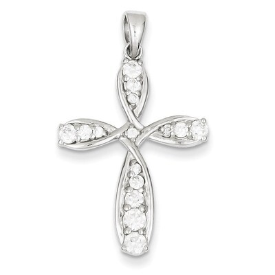 Cross Pendant Sterling Silver Diamond QC5301, MPN: QC5301, 191101182686