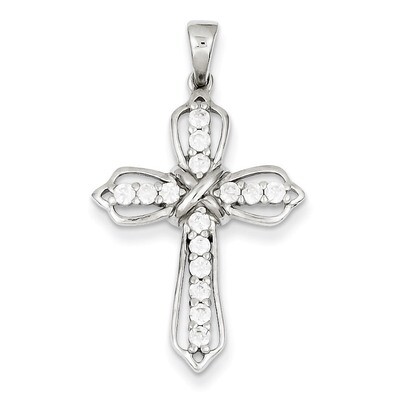 Cross Pendant Sterling Silver Diamond QC5294, MPN: QC5294, 191101182662