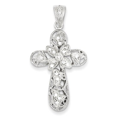 Cross Pendant Sterling Silver Diamond QC5298, MPN: QC5298, 883957912769