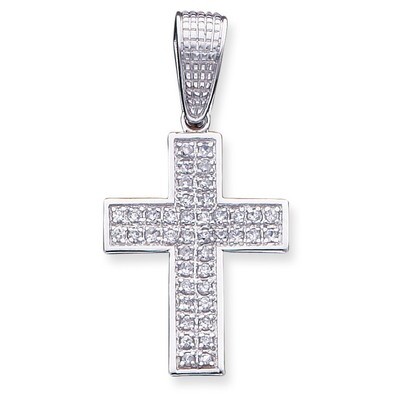 Cross Pendant Sterling Silver Diamond QC4355, MPN: QC4355, 883957910857