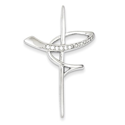 Cross Pendant Sterling Silver Diamond QC5369, MPN: QC5369, 191101182716