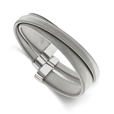 Textured Moveable Cuff Bangle Stainless Steel Polished SRB2097 by Chisel, MPN: SRB2097, 191101196027