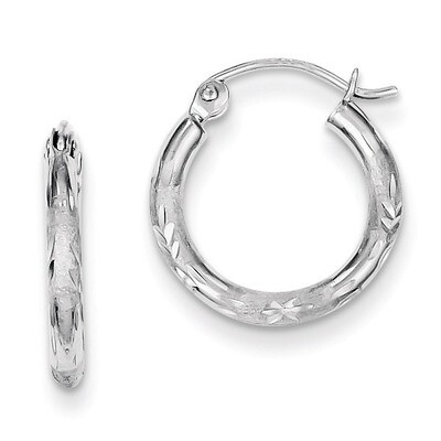 Hoop Earrings Sterling Silver Rhodium-plated Diamond-Cut QE8382, MPN: QE8382, 883957547244