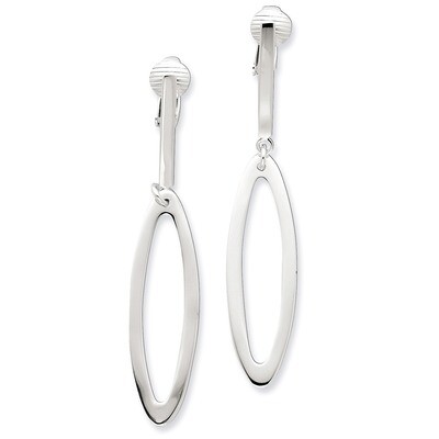 Non-Pierced Oval Dangle Clip Earrings Sterling Silver QE6833, MPN: QE6833, 883957580050