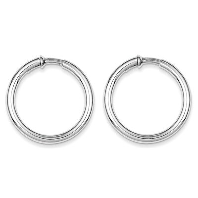 Polished Hoop Earrings Sterling Silver Rhodium QE8559, MPN: QE8559, 886774367637