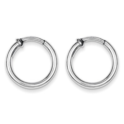 Polished Hoop Earrings Sterling Silver Rhodium QE8556, MPN: QE8556, 886774367606