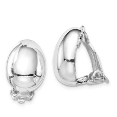 Polished Oval Clip On Earrings Sterling Silver Rhodium-plated QE14212, MPN: QE14212, 883957962931