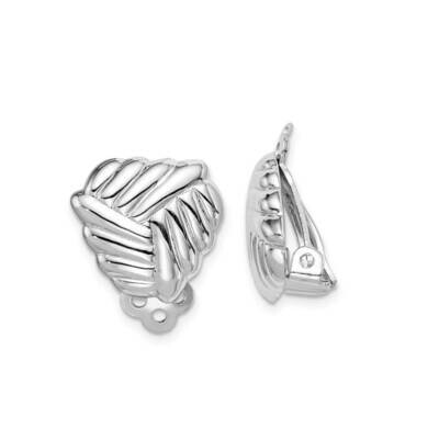 Polished Weaved Triangle Clip On Earrings Sterling Silver Rhodium-plated QE14211, MPN: QE14211, 883…