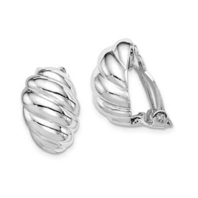 Polished Weaved Oval Clip On Earrings Sterling Silver Rhodium-plated QE14210, MPN: QE14210, 8839579…