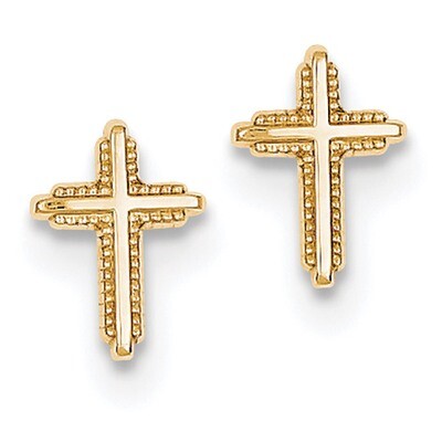 Yellow Gold Polished Cross Post Earrings 10k Gold 10YE1675, MPN: 10YE1675, 716838198818
