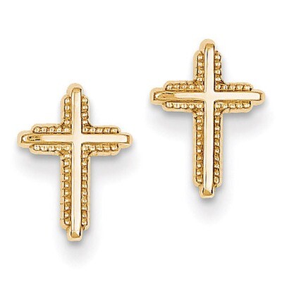 Polished Cross Post Earrings 14k Gold YE1675, MPN: YE1675, 886774285085