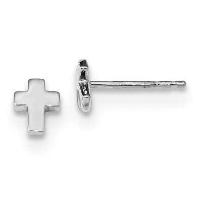 Polished Cross Post Earrings 14k white Gold TE664W, MPN: TE664W, 191101626883