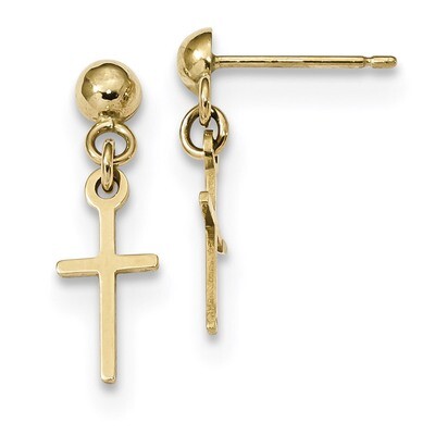 Polished Cross Dangle Post Earrings 10k White Gold 10ER297, MPN: 10ER297, 191101169441