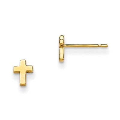 Children&#39;S Cross Post Earrings 14k Gold GK689, MPN: GK689, 886774342740