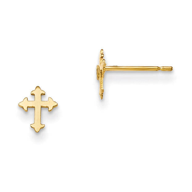 Children&#39;S Cross Post Earrings 14k Gold GK690, MPN: GK690, 191101080029