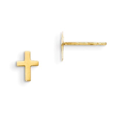 Children&#39;S Cross Post Earrings 14k Gold GK873, MPN: GK873, 886774342849