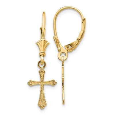 Cross Leverback Earrings 14k Gold TF1775, MPN: TF1775, 637218176670