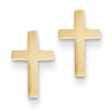 Cross Earrings 14k Gold Polished REL172, MPN: REL172, 886774562193