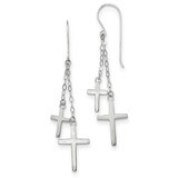 Chain Dangle Cross Shepherd Hook Earrings 14k white Gold H1090, MPN: H1090, 886774750613