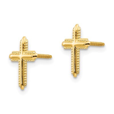 Cross Post Earrings - 14k Gold SE2212 by Madi K, MPN: SE2212, 886774998398