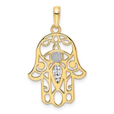Evil Eye Hamsa Pendant 14k Gold &amp; White Rhodium Diamond-Cut M2941, MPN: M2941, 196904072813