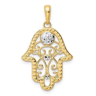 Evil Eye Filigree Hamsa Pendant 14k Gold &amp; White Rhodium Diamond-Cut M2944, MPN: M2944, 196904096710