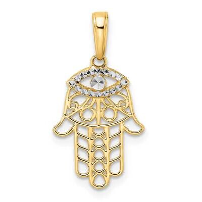 Evil Eye Hamsa Pendant 14k Gold &amp; White Rhodium Diamond-Cut M2943, MPN: M2943, 196904073537