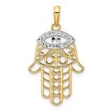 Evil Eye Hamsa Pendant 14k Gold &amp; White Rhodium Diamond-Cut M2942, MPN: M2942, 196904073414